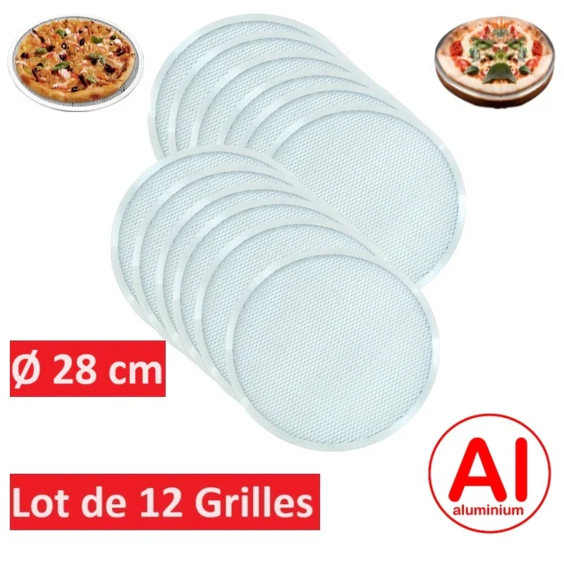 Lot de 12 grilles à pizza Ø 280 mm en aluminium Commander Maintenant