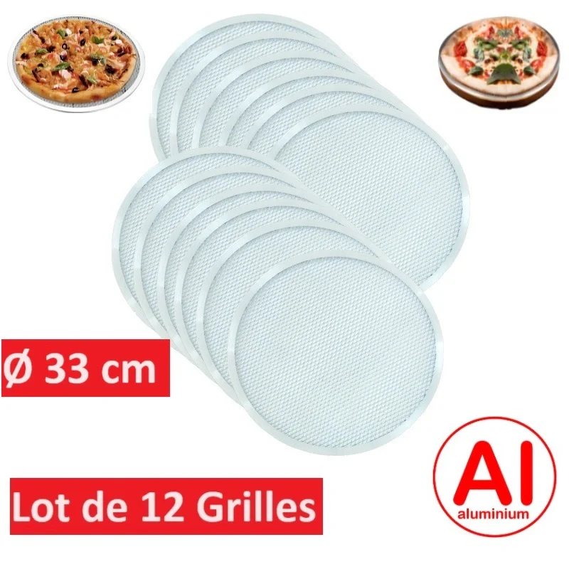 Lot de 12 grilles à pizza Ø 330 mm en aluminium Jusqu’à Épuisement Des Stocks
