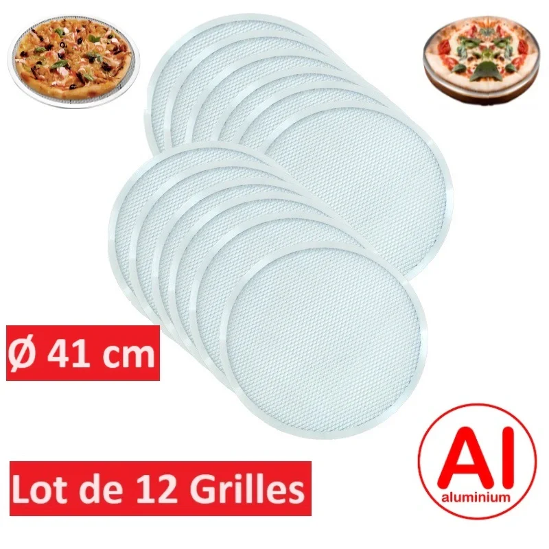 Bon Plan Lot de 12 grilles à pizza Ø 410 mm en aluminium
