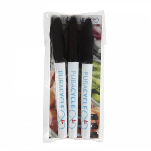 Marqueurs Alimentaires Noires Permanents - Lot de 3 - Puracycle Commander Vite