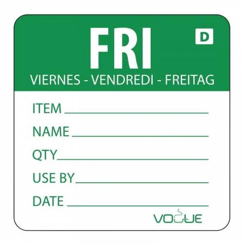 Livraison Gratuite Etiquettes Alimentaire Solubles "Vendredi" - Lot de 250) - Vogue