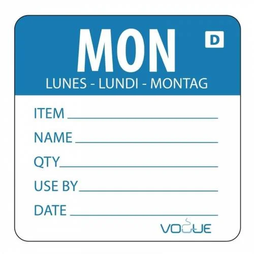 Etiquettes Alimentaire Solubles "Lundi" - Lot de 250 - Vogue Produit De Marque