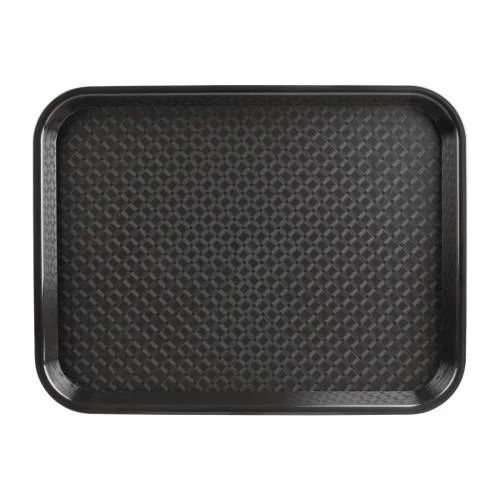 Authentique Plateau Fast-Food Noir Antidérapant 305 X 415 Mm – Polypropylène