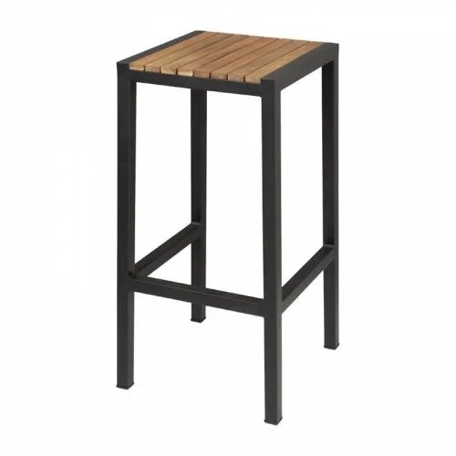 Usine Directe Tabourets de bar acier et acacia (lot de 2), robustes et élégants, usage intérieur/extérieur, hauteur 750mm - Bolero
