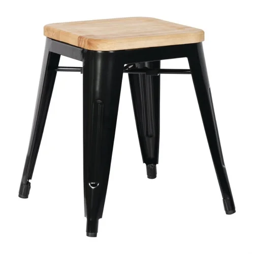 Tabourets bas de bistro avec assise en bois - Lot de 4 - Bolero Promotion Saisonnière