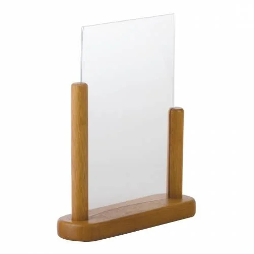 Porte-menu de table A4 - acrylique avec support en bois - Securit teck Jusqu’à Épuisement Des Stocks