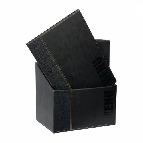 Dernière Chance Porte-menus contemporains A4 noirs avec boîte de rangement (lot de 20)