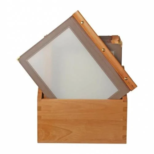 Must-Have Lot de 20 Protège-menus A4 Avec cadre en bois marron - Securit