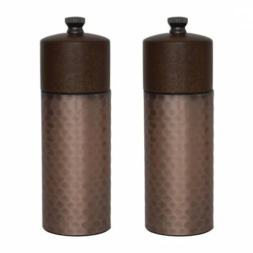 Prix Bas Set moulins à sel et poivre en bois et cuivre 150mm - Olympia