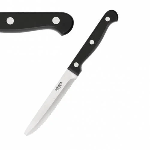 Couteaux à steak arrondis 215 mm - Lot de 12 - Olympia noirs Prix Cassé