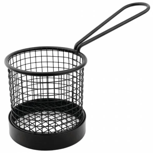 Must-Have Panier de présentation rond en métal noir avec poignée Olympia