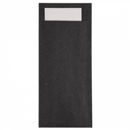 Offre Spéciale Pochettes à couverts bordeaux avec serviette noires - Lot de 500 - Europochette