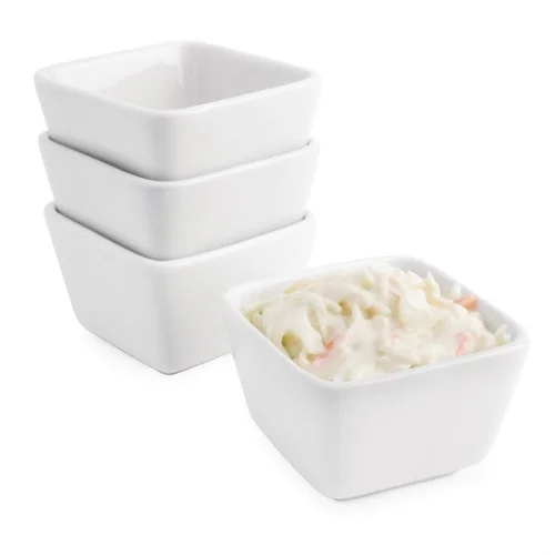 Dernier Modèle Minis Plats Carrés Hauts Olympia En Porcelaine – 75 Mm (Lot De 12)