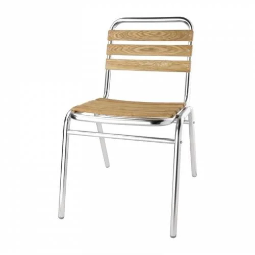 Chaises bistro frêne et aluminium (lot de 4), élégantes et robustes, empilables, intérieur/extérieur - Bolero Prix Choc