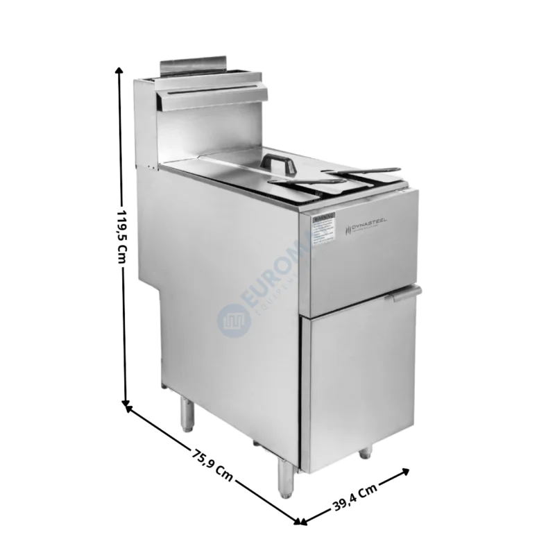 Friteuse gaz 23 L. sur coffre – Gaz Propane – Haut Rendement | DLGF23L | DYNASTEEL Authentique