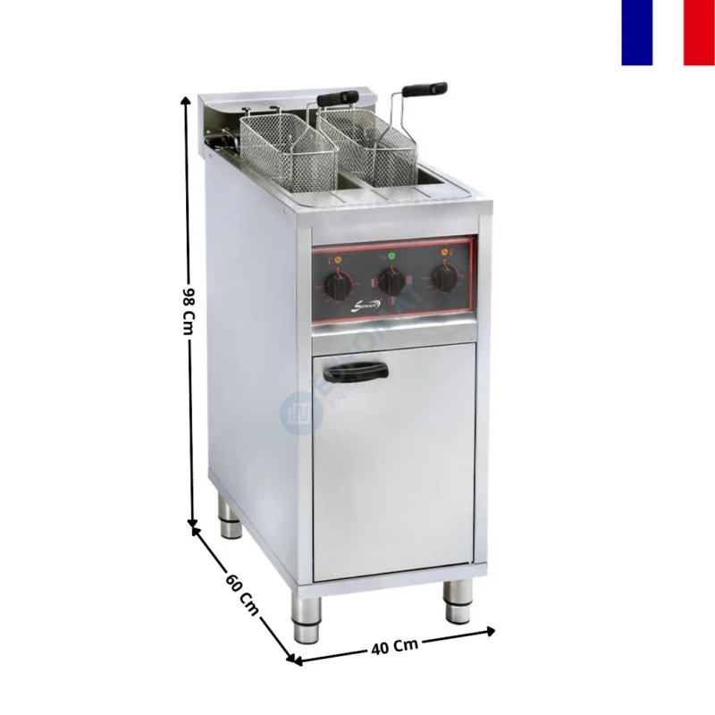 Friteuse électrique sur coffre – 400 V – 12 kW – 2 x 10 Litres | 92224C | SOFRACA Expédié Aujourd’hui