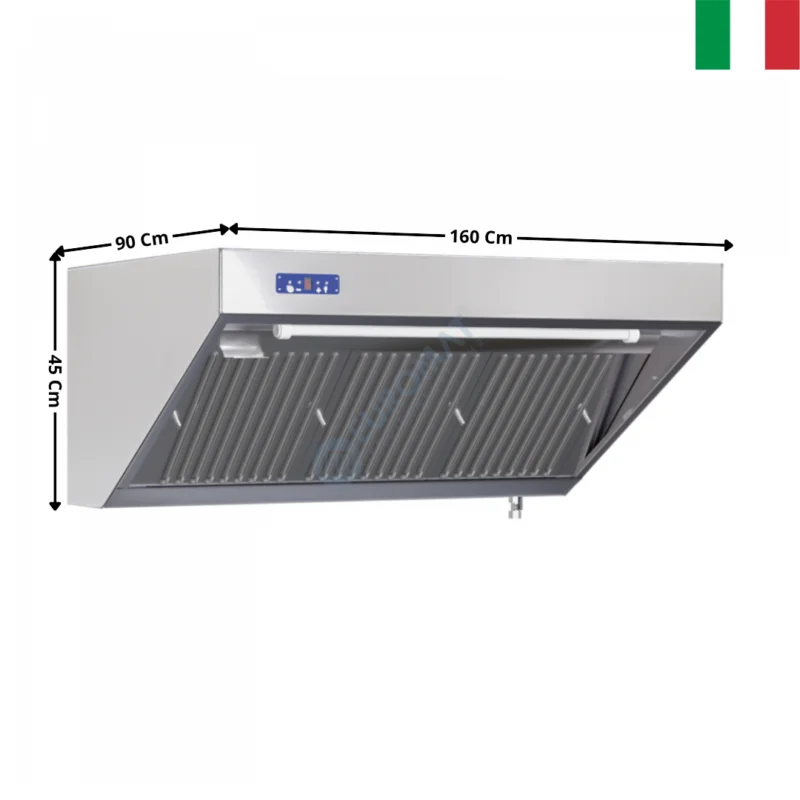 Hotte dynamique L. 1600 – Profondeur 900 Série SNACK | DLHD916D | DYNASTEEL Bon Marché
