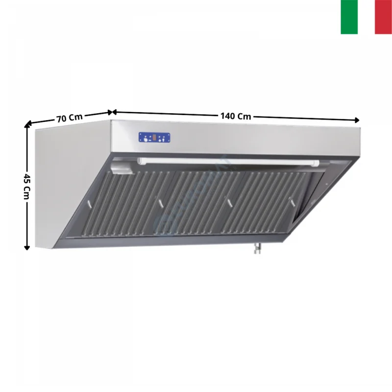 Retour Gratuit Hotte dynamique L. 1400 – Profondeur 700 Série SNACK | DLHD714D | DYNASTEEL