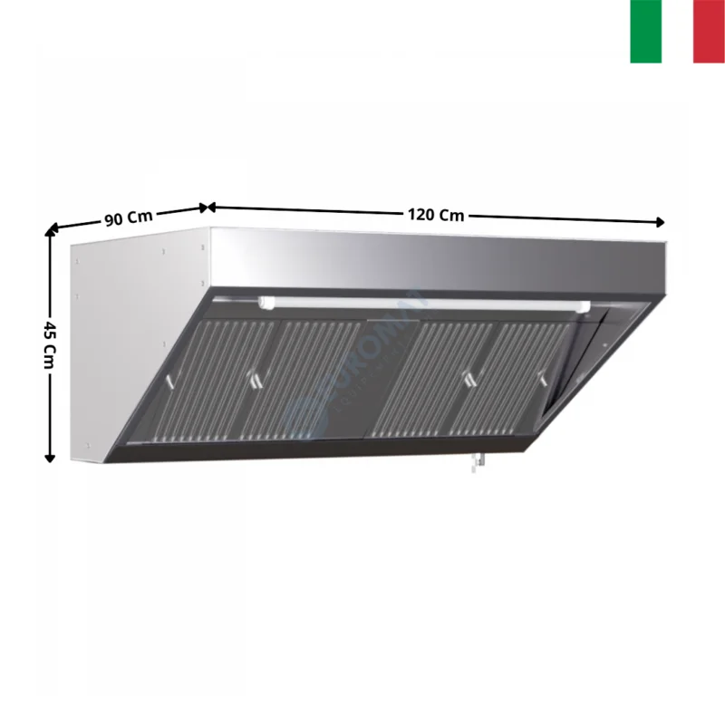 Hotte statique L. 1200 – Profondeur 900 Série GASTRO | DLHS912S | DYNASTEEL Expédition Rapide