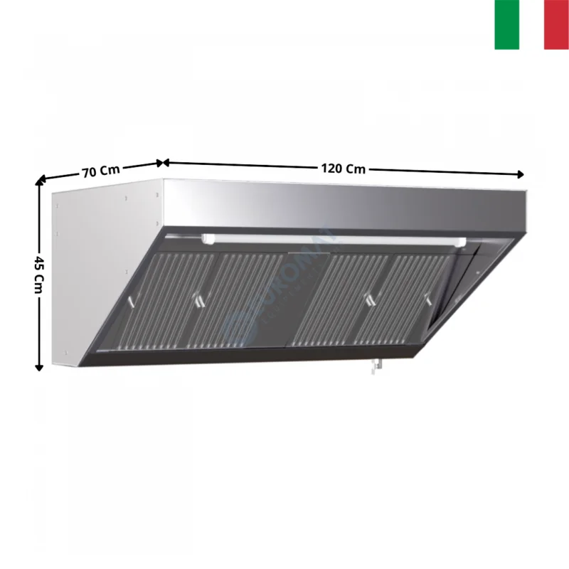 Hotte statique L. 1200 – Profondeur 700 Série SNACK | DLHS712S | DYNASTEEL Achat Immédiat
