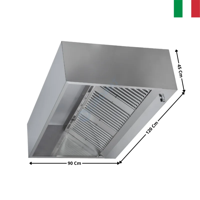 Hotte statique L. 1200 – Profondeur 900 Série CUBIQUE | DLHC912S | DYNASTEEL Retour Gratuit