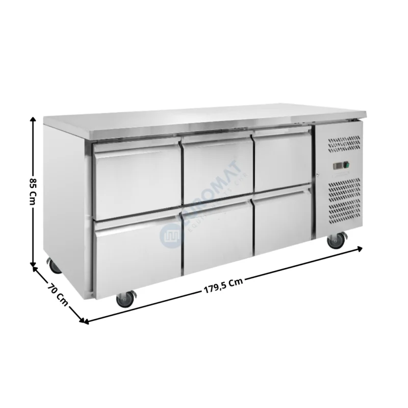 Meuble table réfrigérée positive – 6 tiroirs plein – GN1/1 – Gamme ECO | DLGNH3160TN | DYNASTEEL Certifié