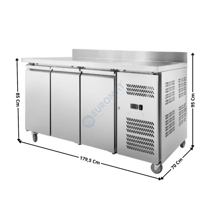 Meuble table réfrigérée positive – 3 portes pleine – GN1/1 – Gamme ECO | DLGNH3100TNS | DYNASTEEL Commande En Gros