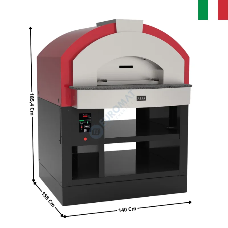 Pas Cher Four à Pizza Gaz 8 Pizzas Ø 30 cm – 500°C – Antique Red – Série QUICK | FPQ6PBMGRI+AR | ALFA FORNI