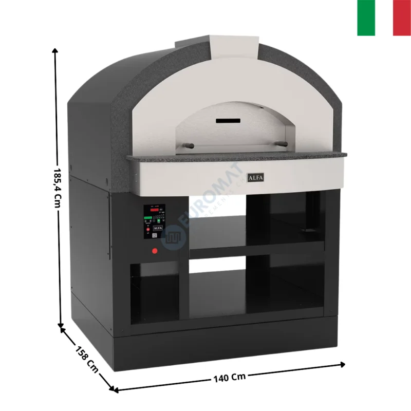 Four à Pizza Gaz 8 Pizzas Ø 30 cm – 500°C – Silver – Série QUICK | FPQ6PBMGRI | ALFA FORNI Marque
