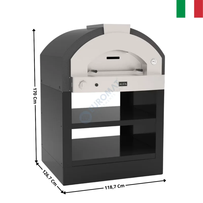 Four à Pizza Gaz 8 Pizzas Ø 26 cm – 500°C – Silver – Série QUICK | FPQ4PBMGRI | ALFA FORNI Promotion