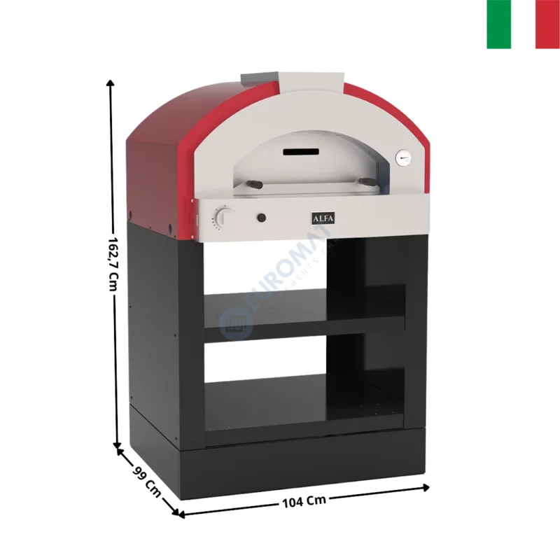 Four à Pizza Gaz 4 Pizzas Ø 26 cm – 500°C – Antique Red – Série QUICK | FPQ2PBMGRI+AR | ALFA FORNI Acheter En Ligne