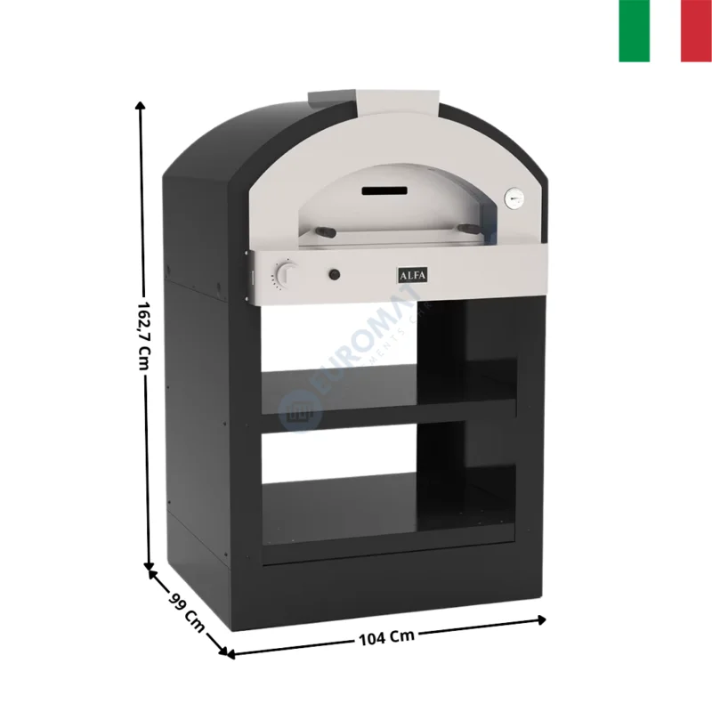 Four à Pizza Gaz 4 Pizzas Ø 26 cm – 500°C – Silver – Série QUICK | FPQ2PBMGRI | ALFA FORNI Meilleure Vente