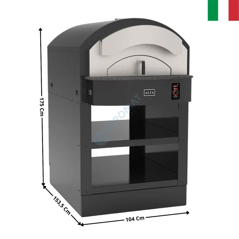 Four à Pizza Electrique 6 Pizzas – 500°C – Noire – Série ZENO | FPZ6PTENER+BPZ6PNER | ALFA FORNI Prix Bas