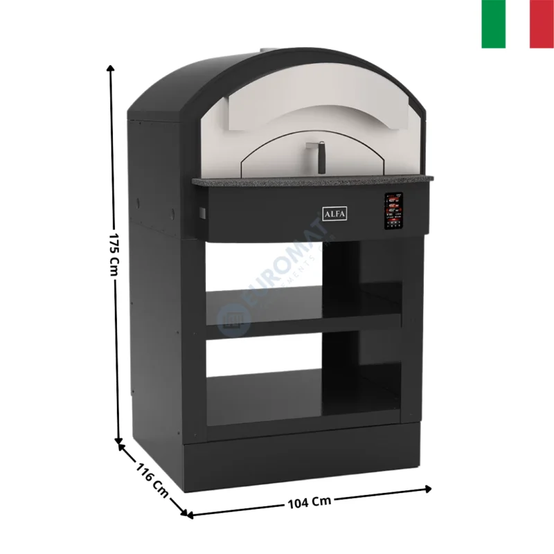 Quantité Limitée Four à Pizza Electrique 4 Pizzas – 500°C – Noire – Série ZENO | FPZ4PTENER+BPZ4PNER | ALFA FORNI