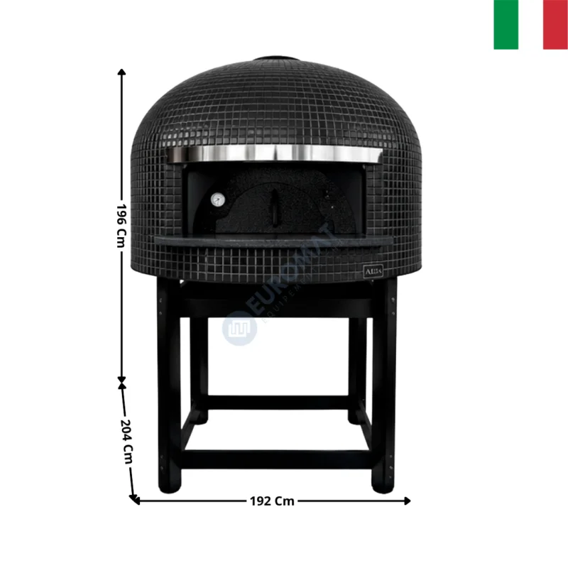 Four à Pizza Napolitain à Gaz Ø 150 cm 8 Pizzas ( 160 Pcs/H. ) – Noir – Série NAPOLI | FRNAPOG150NO | ALFA FORNI Meilleur Choix