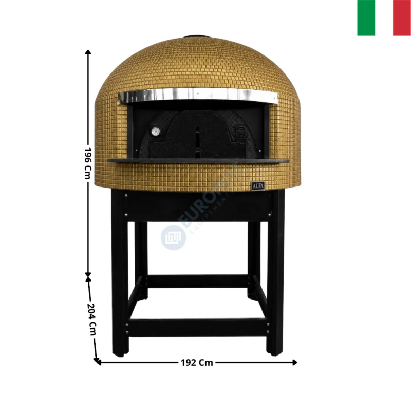 Four à Pizza Napolitain à Gaz Ø 150 cm 8 Pizzas ( 160 Pcs/H. ) – Dorée – Série NAPOLI | FRNAPOG150DO | ALFA FORNI Seulement Aujourd’hui