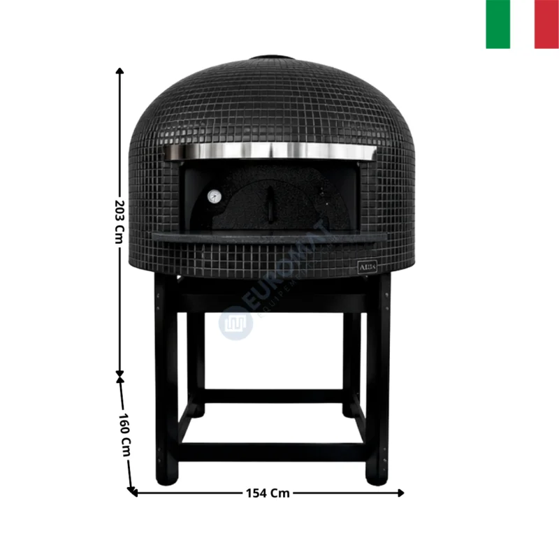 Four à Pizza Napolitain à Bois Ø 120 cm 5 Pizzas ( 100 Pcs/H. ) – Noir – Série NAPOLI | FRNAPOL120NO | ALFA FORNI Vente Directe
