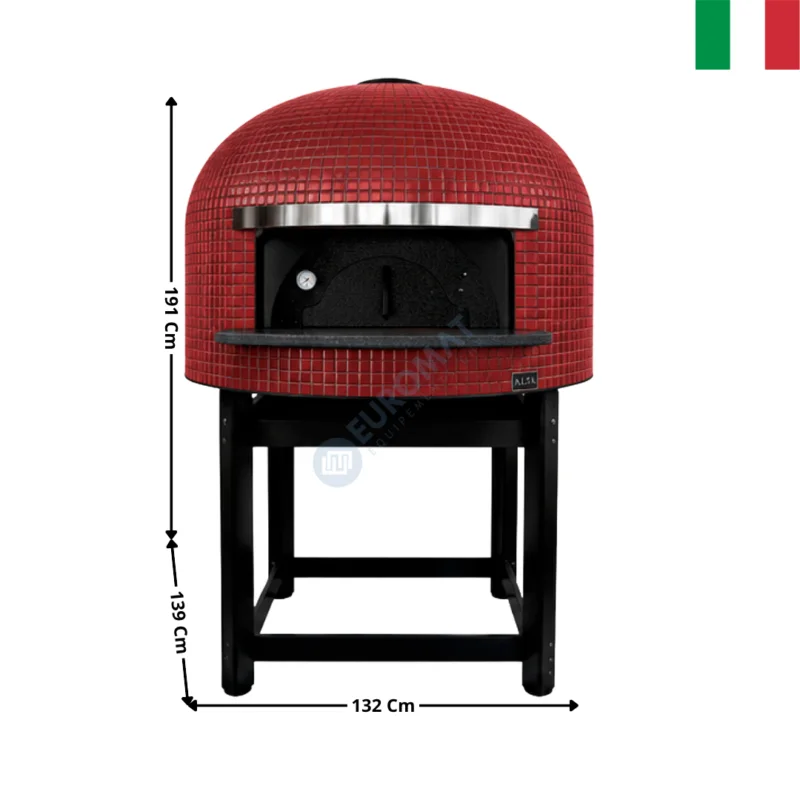 Prix Choc Four à Pizza Napolitain à Bois Ø 90 cm 3 Pizzas ( 60 Pcs/H. ) – Rouge – Série NAPOLI | FRNAPOL90RO | ALFA FORNI
