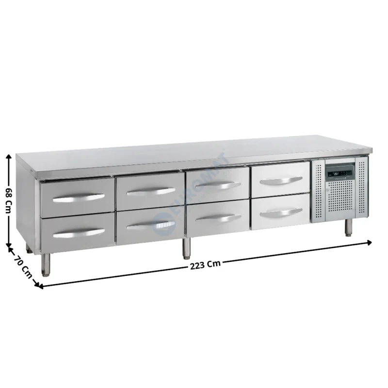 Pas Cher Soubassement Positive 223 Cm – 8 Tiroirs GN1/1 | UC5280 | TEFCOLD