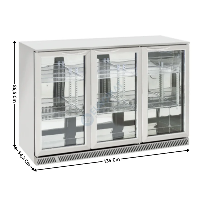 Achat Immédiat Arrière de bar inox – 3 portes vitrées battantes 330 L. | BBX385 | COOL HEAD