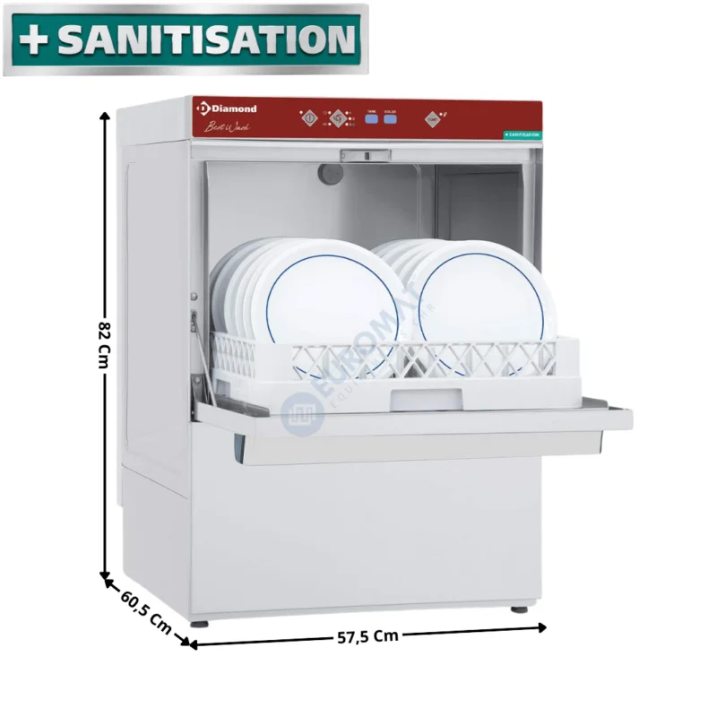 Lave-Vaisselle 50x50 – 400V – Avec adoucisseur avec Doseur de Liquide de Rinçage + Pompe | DFE86AC | DIAMOND Retour Gratuit