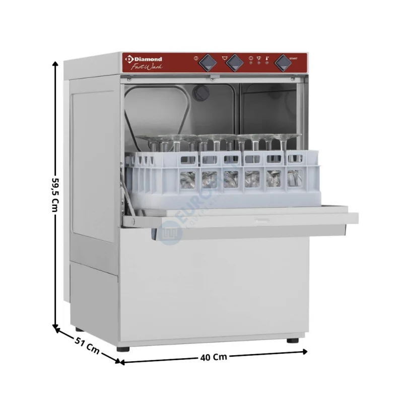 Lave-Verre 35x35 – 220V – Sans adoucisseur avec Doseur de Liquide de Rinçage | DC2026 | DIAMOND Certifié