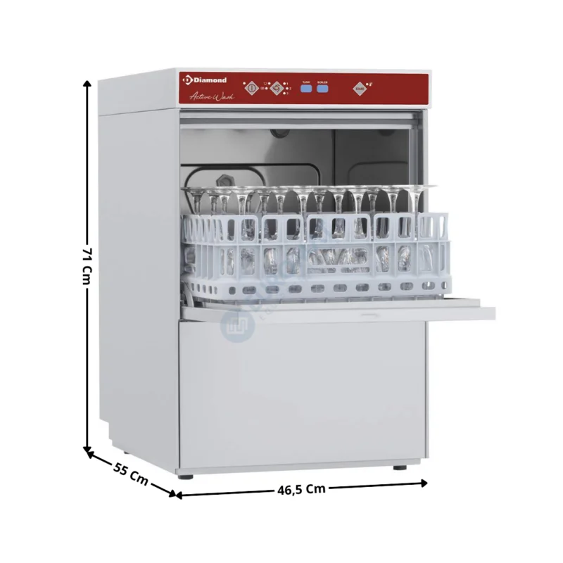 Lave-Verre 40x40 – 220V – Sans adoucisseur avec Doseur de Liquide de Rinçage + Pompe | D2816PS | DIAMOND Jusqu’à Épuisement Des Stocks