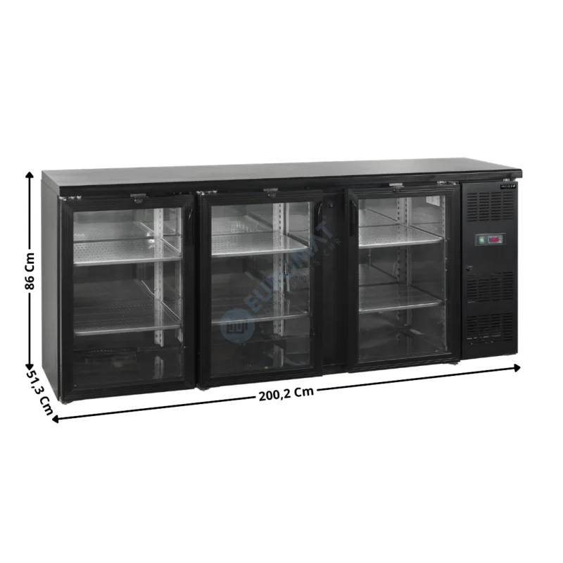 Satisfait Ou Remboursé Arrière de Bar Noir – 3 Portes Vitrées Battantes 460 L. | CBC310G | TEFCOLD
