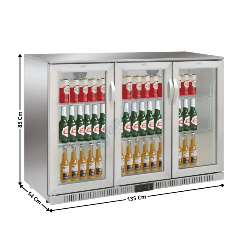 Arrière de bar Inox – 3 portes vitrées battantes 320 L. | LG320BD | DUKERS Seulement Aujourd’hui