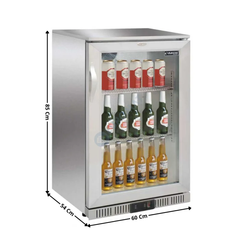 Arrière de bar Inox – 1 porte vitrée battante 118 L. | LG128BD | DUKERS Retour Gratuit