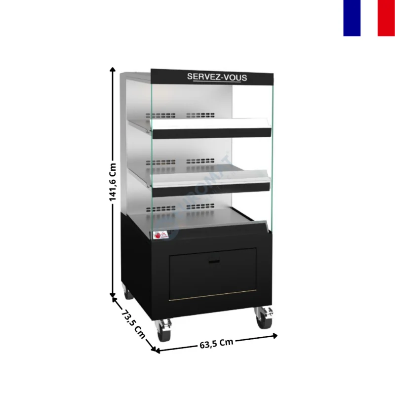 Vitrine Chaude Ventilée Libre-Service 63,5Cm / 3 Niveaux – Inc. Bandeau « Servez-Vous » | 6VCV3LS | ROTISOL Soldes