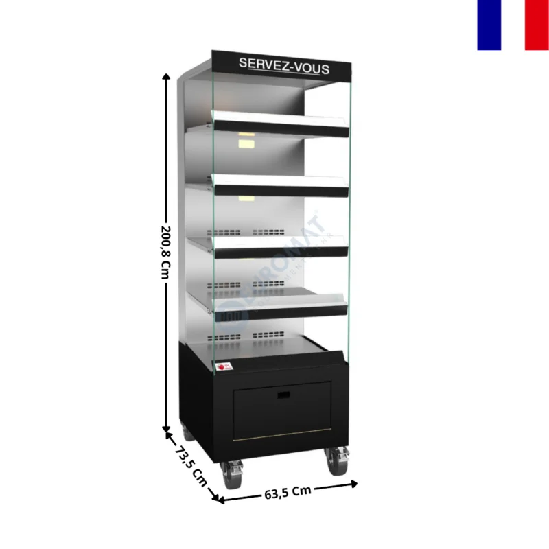 Usine Directe Vitrine Chaude Ventilée Libre-Service 63,5Cm / 5 Niveaux – Inc. Bandeau « Servez-Vous » | 6VCV5LS | ROTISOL