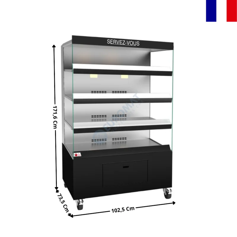Vitrine Chaude Ventilée Libre-Service 102,5Cm / 4 Niveaux – Inc. Bandeau « Servez-Vous » | 10VCV4LS | ROTISOL Bon Plan
