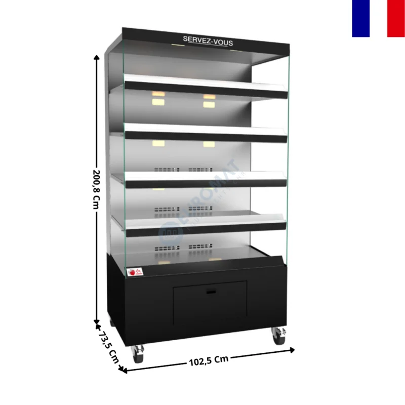 Commander Vite Vitrine Chaude Ventilée Libre-Service 102,5Cm / 5 Niveaux – Inc. Bandeau « Servez-Vous » | 10VCV5LS | ROTISOL